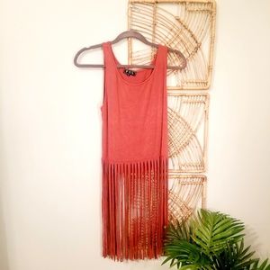 POL Burnt Orange Fringe Tank Top Boho Style- S